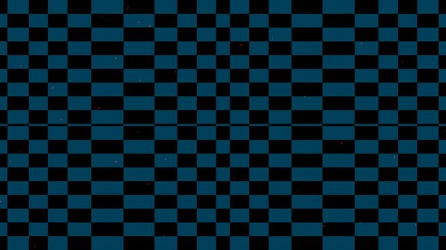 Seamless animated pixelated checkerboard pattern in vibrant red, green, blue, purple, and brown colors with dynamic pulsating motion, representing digital technology, data visualization