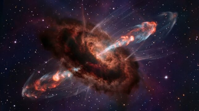 Vibrant Protostar with Energetic Jets in Deep Space, Cosmic Nebula