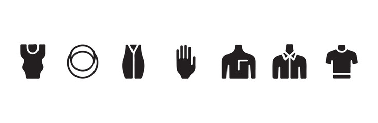 Obraz premium Fashion body measurements and clothing icons for apparel tailoring design projects set of 7