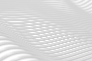 Naklejka premium Abstract wavy pattern in minimalistic white design for elegant background. 3d render