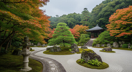Obraz premium japanese garden in autumn