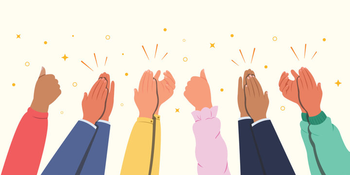 Concept of hands clapping vector, Applause hands sign. Celebrate and congratulation banner.