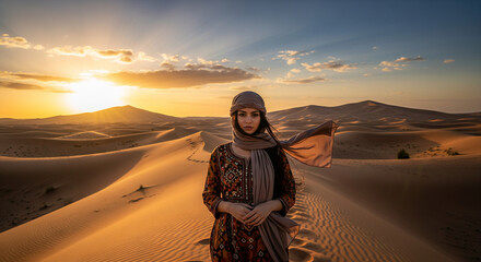 young woman in desert