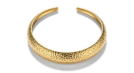 Textured Yellow Gold Bangle: Luxurious, Hammered Finish, Elegant Jewelry