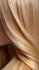 Fototapeta premium Blonde hair strands closeup flowing texture