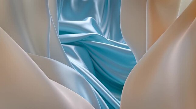 Abstract Tunnel of Pastel Silk Fabric, Smooth Flowing Video Footage