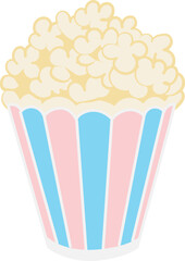 Classic Popcorn Bucket Cartoon Illustration