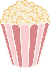 Classic Popcorn Bucket Cartoon Illustration