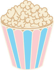 Classic Popcorn Bucket Cartoon Illustration