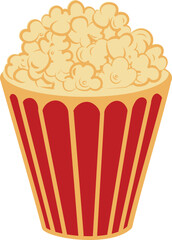 Classic Popcorn Bucket Cartoon Illustration
