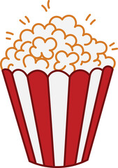 Classic Popcorn Bucket Cartoon Illustration