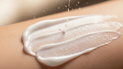 Close-up of a thick white cream being applied to skin.