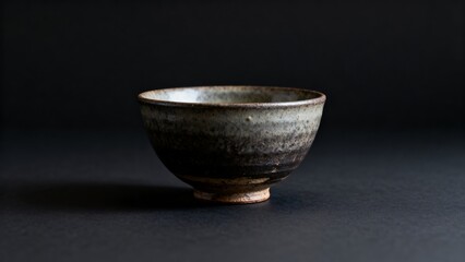 traditional Japanese chawan tea bowl, dark matte background