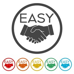 Obraz premium Easy handshake partnership icon. Set icons in color circle buttons