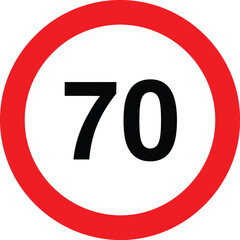 Speed limit sign showing seventy kilometers per hour