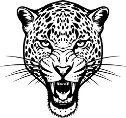 Fototapeta premium Fierce Leopard Head silhouette vector illustration