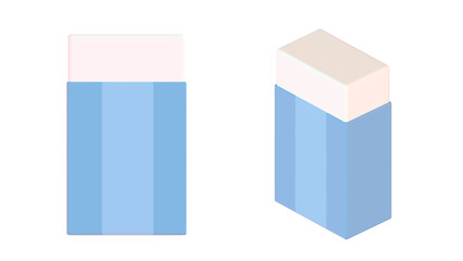 新品未使用の消しゴムの3DCGイラスト。学校や塾、教育現場のプロモーションに適した文房具の挿絵素材