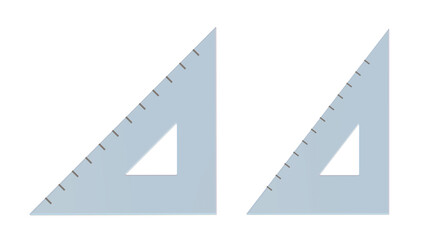 三角定規のイラスト。二等辺三角形と半正三角形の定規。学校や塾、教育現場のプロモーションに適した文房具の挿絵素材