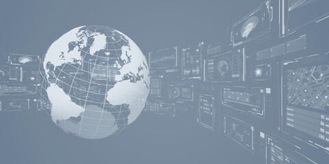 Fototapeta premium Futuristic cyberspace and global network concept
