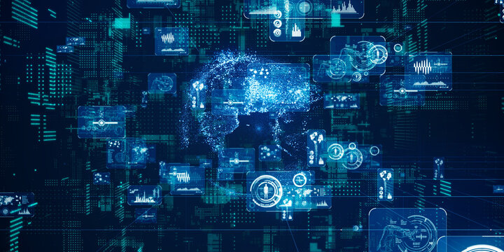 未来的サイバースペースとデジタルテクノロジーのコンセプト