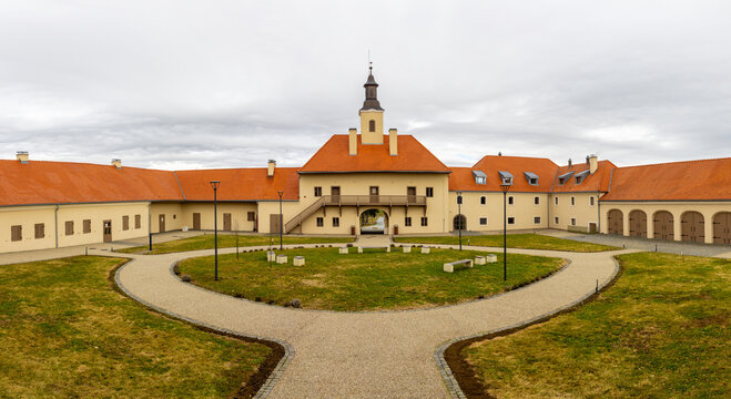 Landscape with Teleki Castle in Posmus village, Bistrita Nasaud county - Romania. It was built in the mid-18th century, in Baroque style by Baron Pal Teleki and is currently a museum. 11.Feb.2026