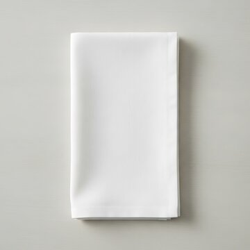 Elegant folded white napkin on a light surface, showcasing texture