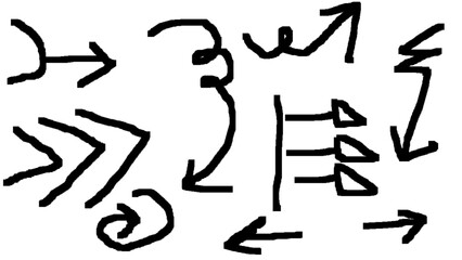 Hand-Drawn Arrow Collection &ndash; Simple Arrows, Isolated on White Background, Arrow Mark Icons, Vector Stock