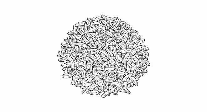 Black and white illustration of a pile of cumin seeds