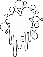 Obraz premium Black outline of a blob with dripping elements and attached circles