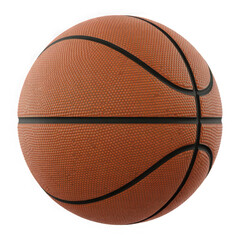 Obraz premium Brown basketball ball with black lines isolated on transparent background png cutout