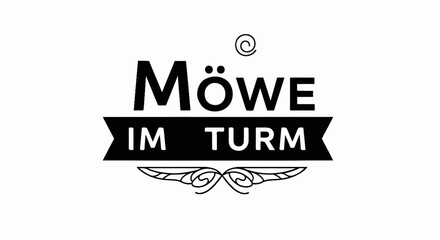 Obraz premium Bold text logo with a decorative banner and flourish elements