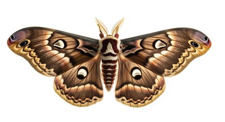 Fototapeta premium Colorful Large Moth with Patterned Wings Isolated on White Background