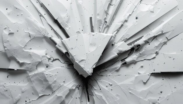 Dramatic cracked white surface with shattered texture