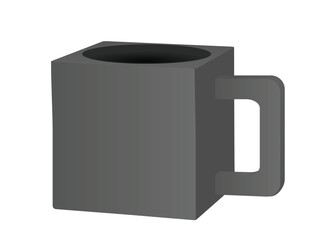 Grey cube mug. vector illustration