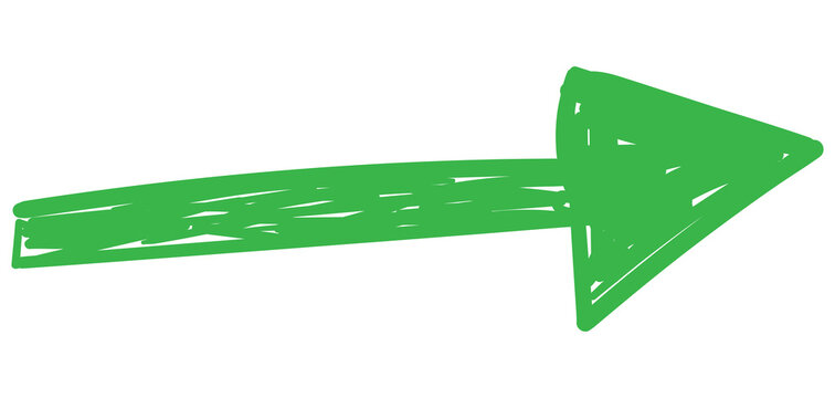 Hand drawn green right pointing bold arrow symbol