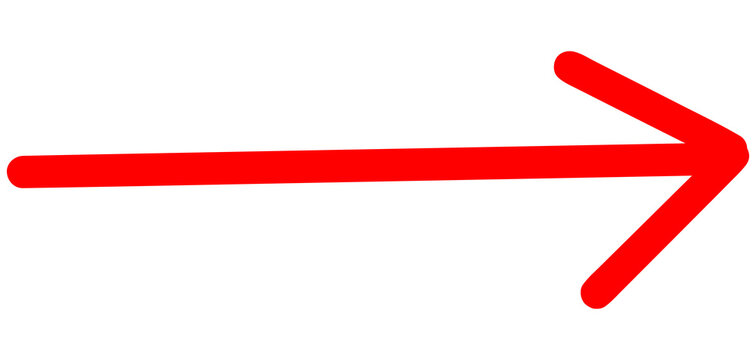 Hand drawn red straight arrow pointing right direction