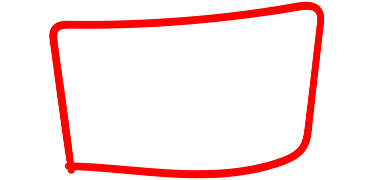Hand drawn red rectangle outline shape