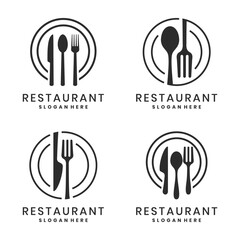 Minimalist restaurant logo with  cutlery