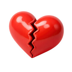 Fototapeta premium Broken heart red heart glossy heart clay heart love heartbreak sadness romance emotional valentine