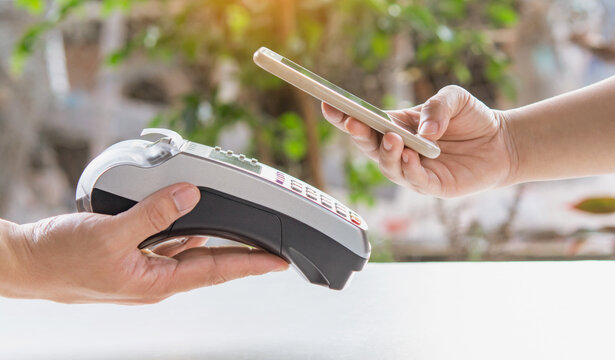 Contactless payment by smartphone. Payment with NFC technology