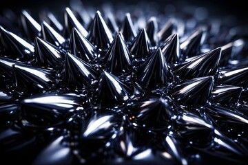 漆黒磁性流体スパイク &times; 鏡面反射が際立つエッジ造形 &times; サイバーセキュリティ向け先鋭背景