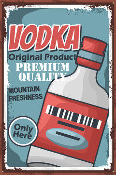 Premium Vodka Bottle Vector Promotional Poster