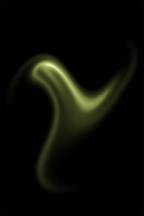 Abstract glowing green swirl of light on a black background for creative design projects.