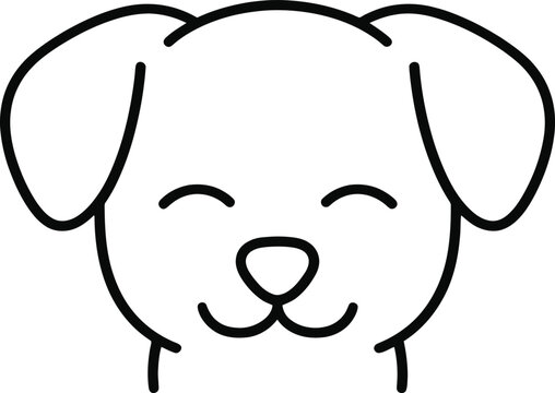 Cute dog face line art icon in minimal outline style. Simple puppy head vector illustration isolated on transparent background. Perfect for pet logo, animal branding, veterinary clinic, pet shop, mobi