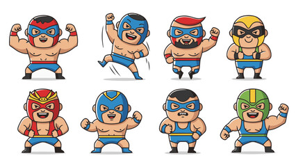 Fototapeta premium Kids Wrestler Mascot Characters