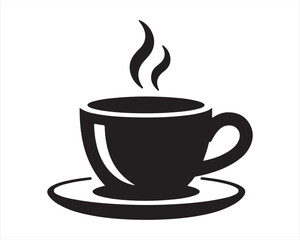 Obraz premium Black and White Coffee Cup with Saucer Graphic