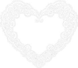 An intricate heart-shaped lace design, ornate and delicate, on a simple background, viewed from directly above, Whisk_9238a6e2ecac99f8ba34195620ebbe13dr.eps