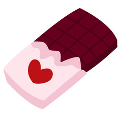chocolate with pink and love wrapping icon illustration