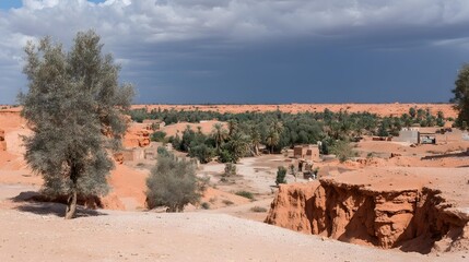 plain slowly turning green after rain, environmental renewal and climate transformation concept