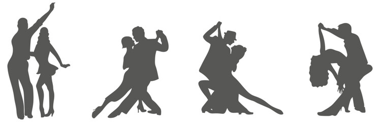 Ballroom dance couple silhouette collection